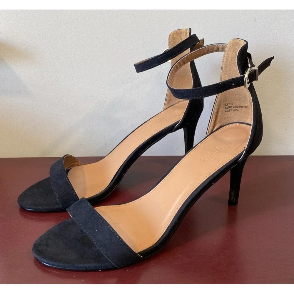 Charlotte Russe Rory Women's Size 7 Black High Heel Open Toe Ankle Strap Sandals